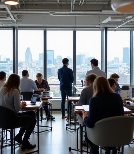 Cogsight AI team at London AI innovation hub working on enterprise AI solutions